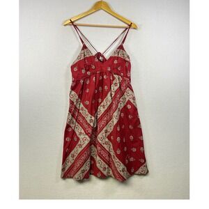 Converse One Star Red Floral Print Sundress Spaghetti Strap Tie Back Size Medium